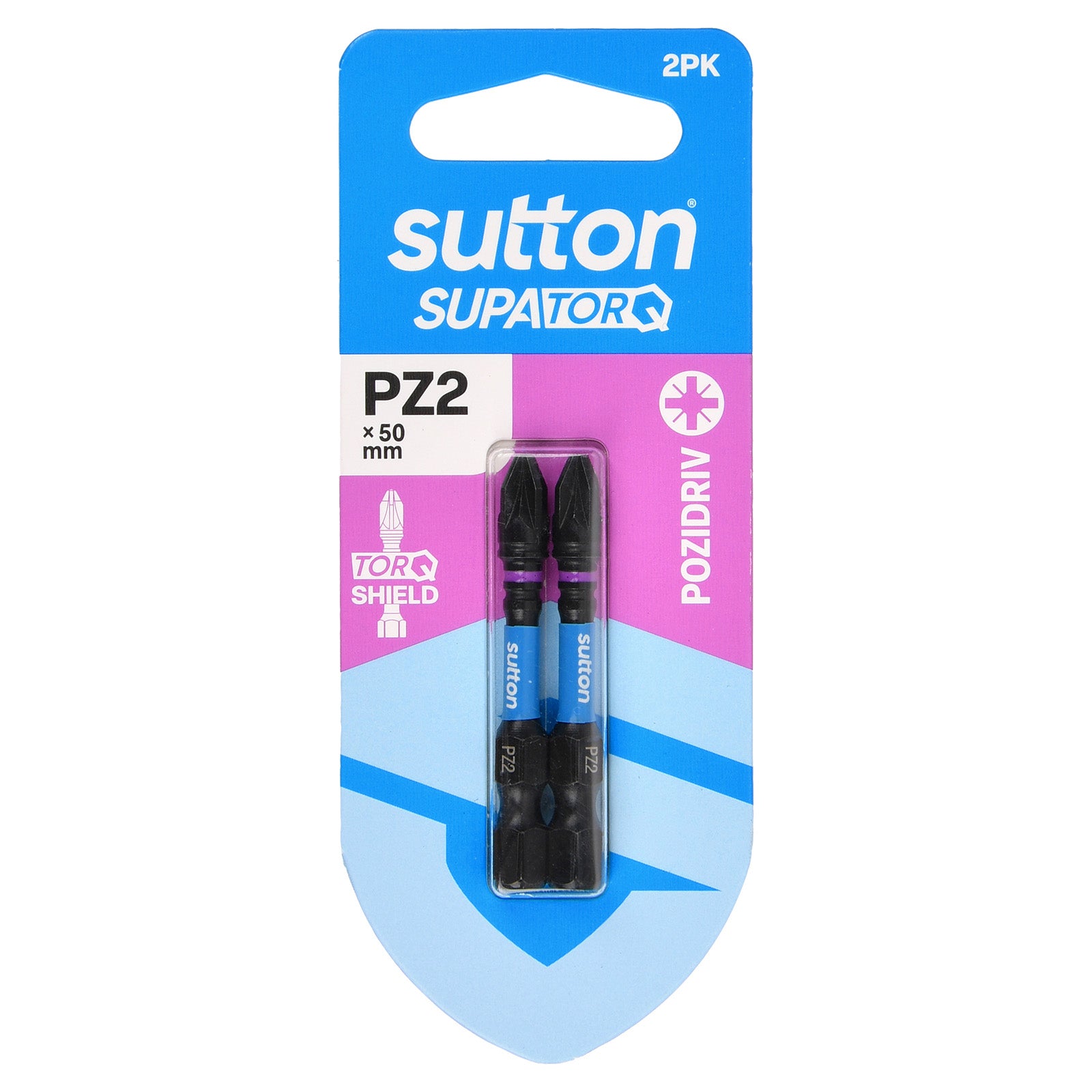 Sutton Tools Screwdriver Bit Supatorq Pozidriv PZ2 50Mm 2Pk S202H02B02