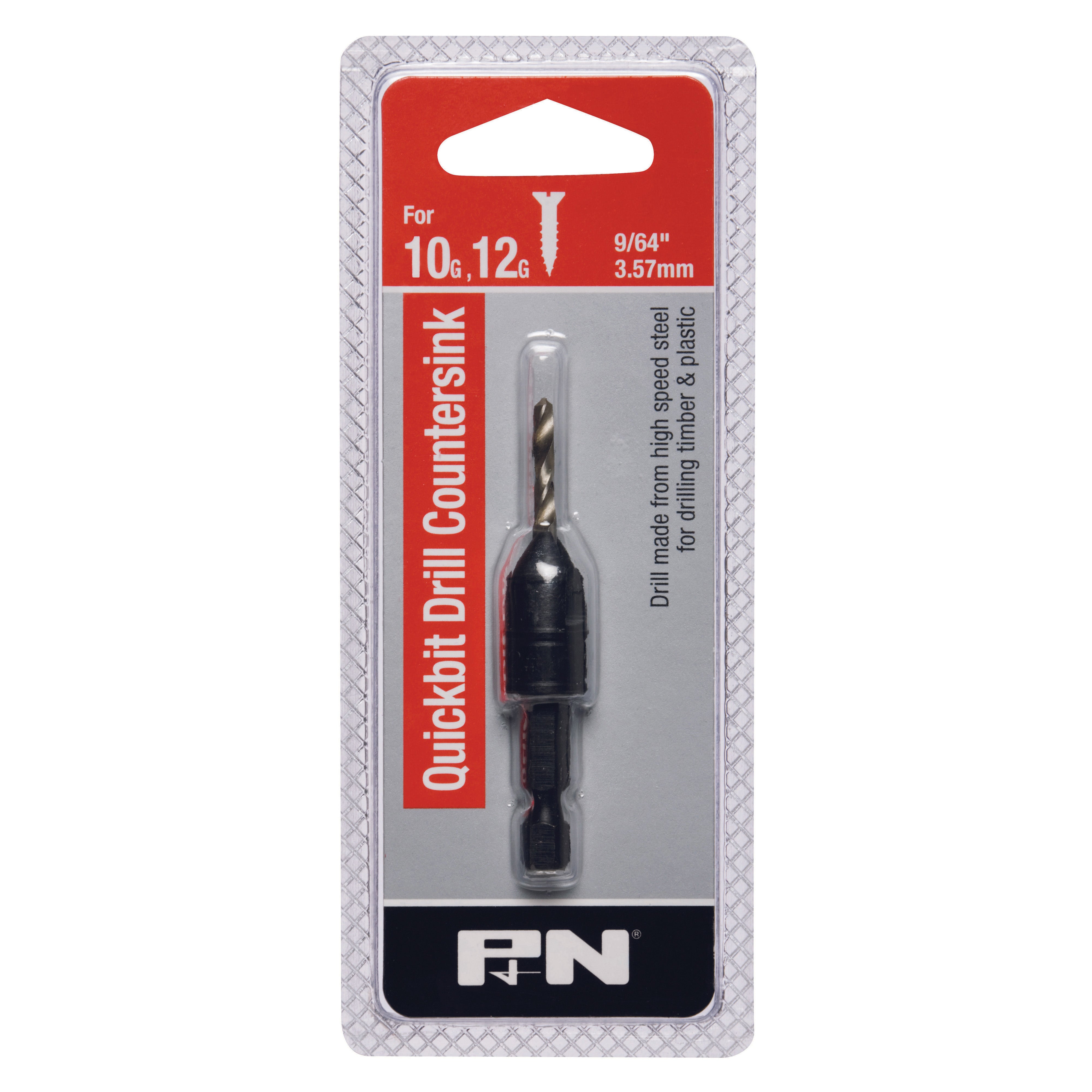 P&N Drill Hss & Countersink Quickbit Hangpack 9/64In 10/12G P&N 107B31406