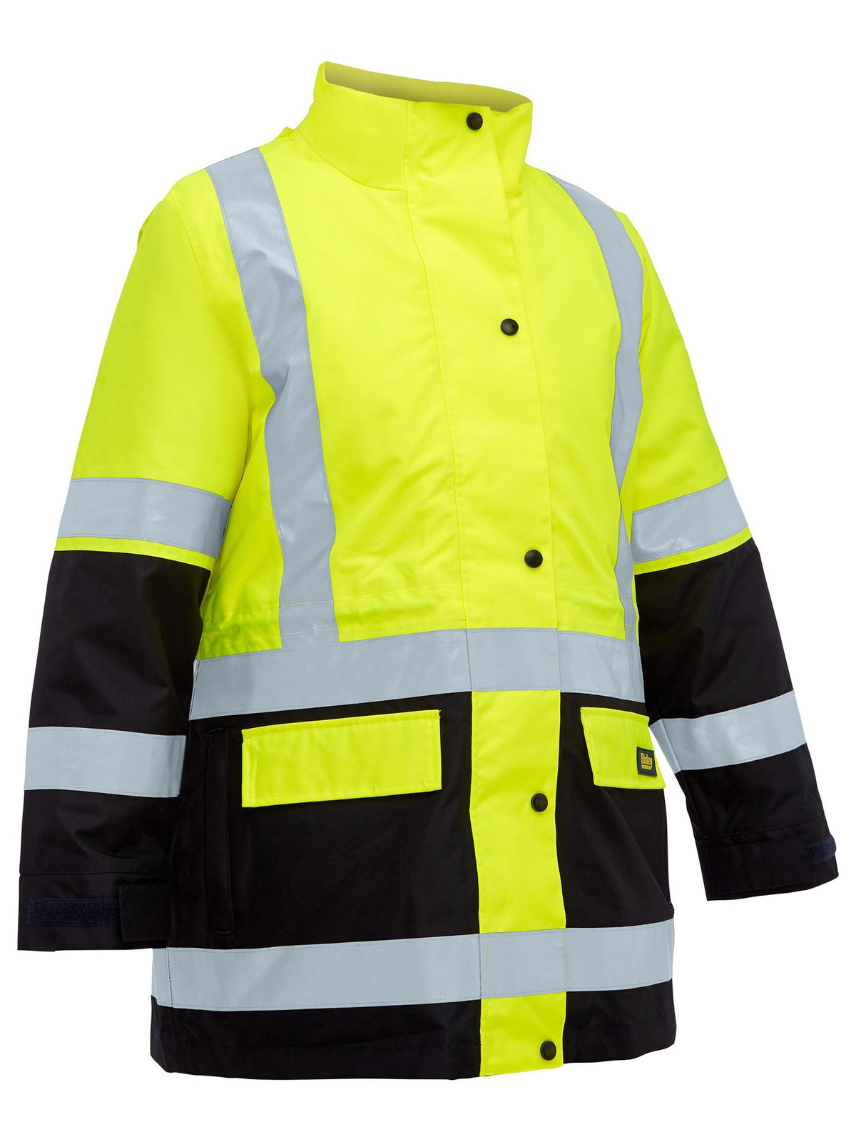 Bisley Workwear BKL6975 Women's Yellow/Navy 24 Taped Hi Vis 5 In 1 Rain Jacket BKL6975_TT0424
