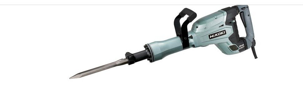 Hikoki Demolition Hammer, 1400W, 18kg, 45J, 30mm Hex: Includes 1 X Bull Point & 1 X Chisel H65SB3H1Z