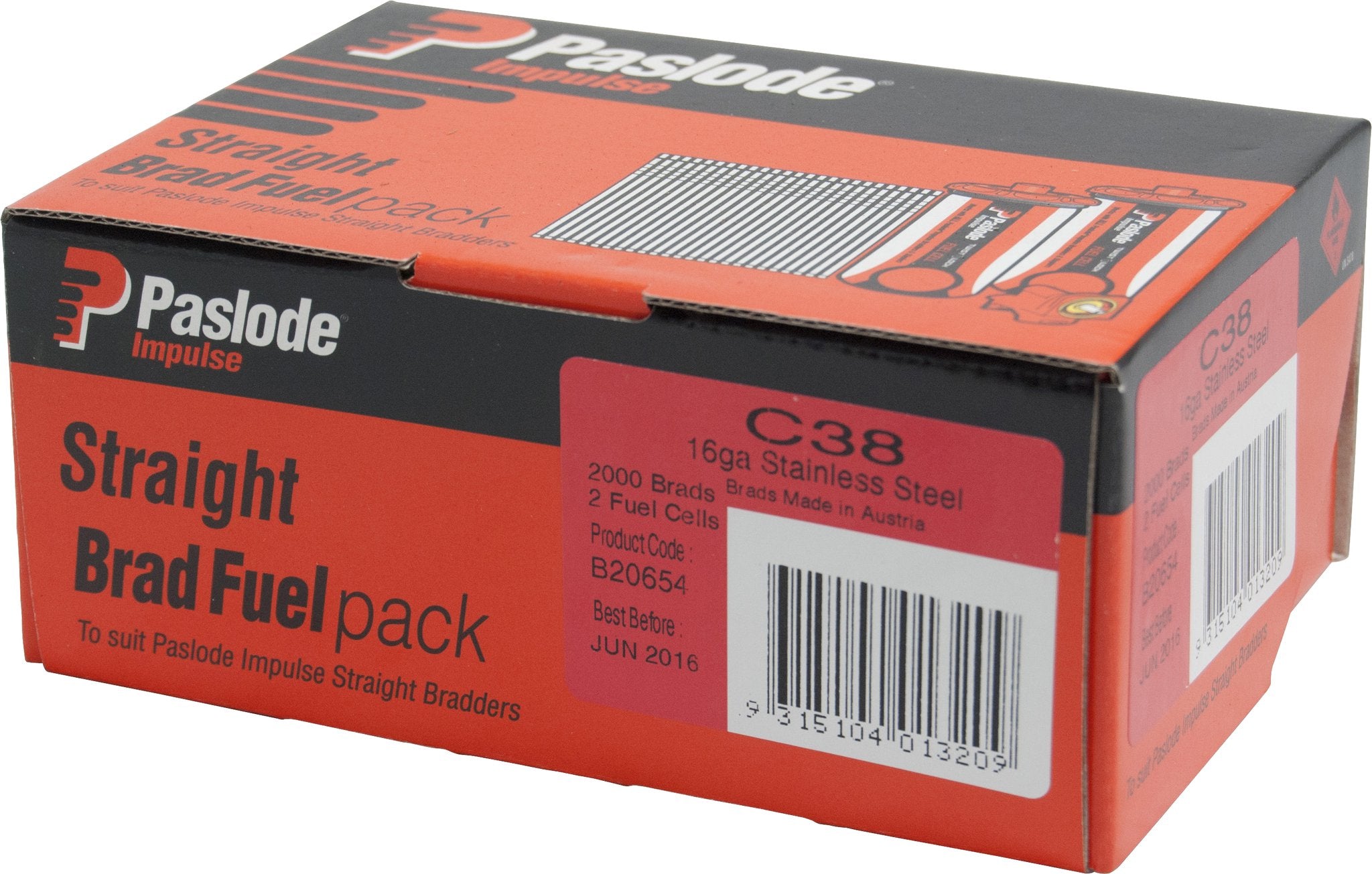 Paslode 38mm C Series Straight Brads 2000 Pack B20654