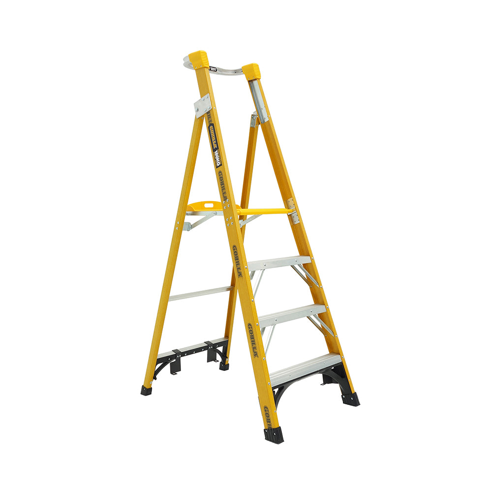 Gorilla FPL004-HD Heavy Duty Platform Fibreglass Ladder 1.2M (4ft) 180kg Industrial