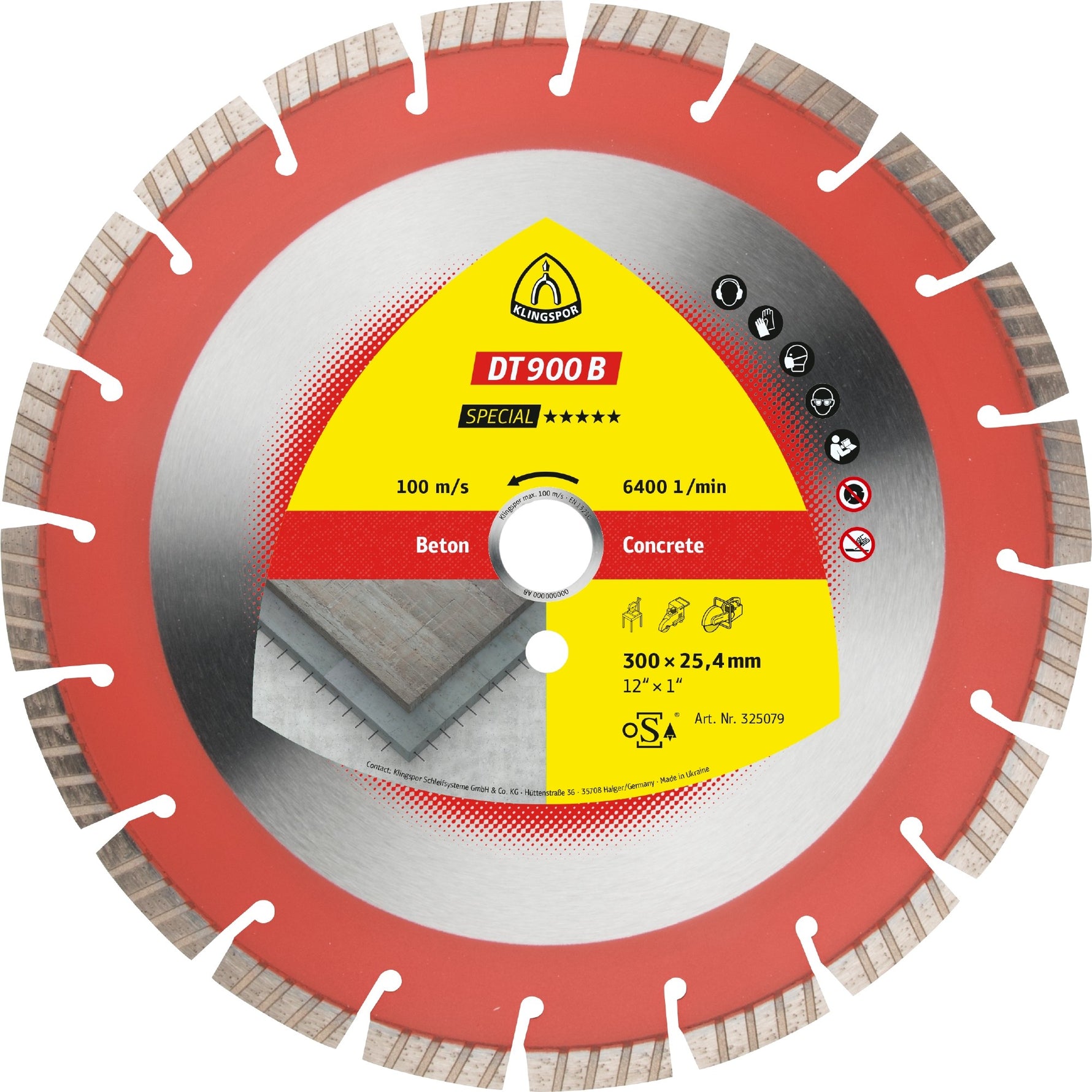 Klingspor 325081 DT 900 B 350mm x3mm x25.4mm large diamond cutting blade