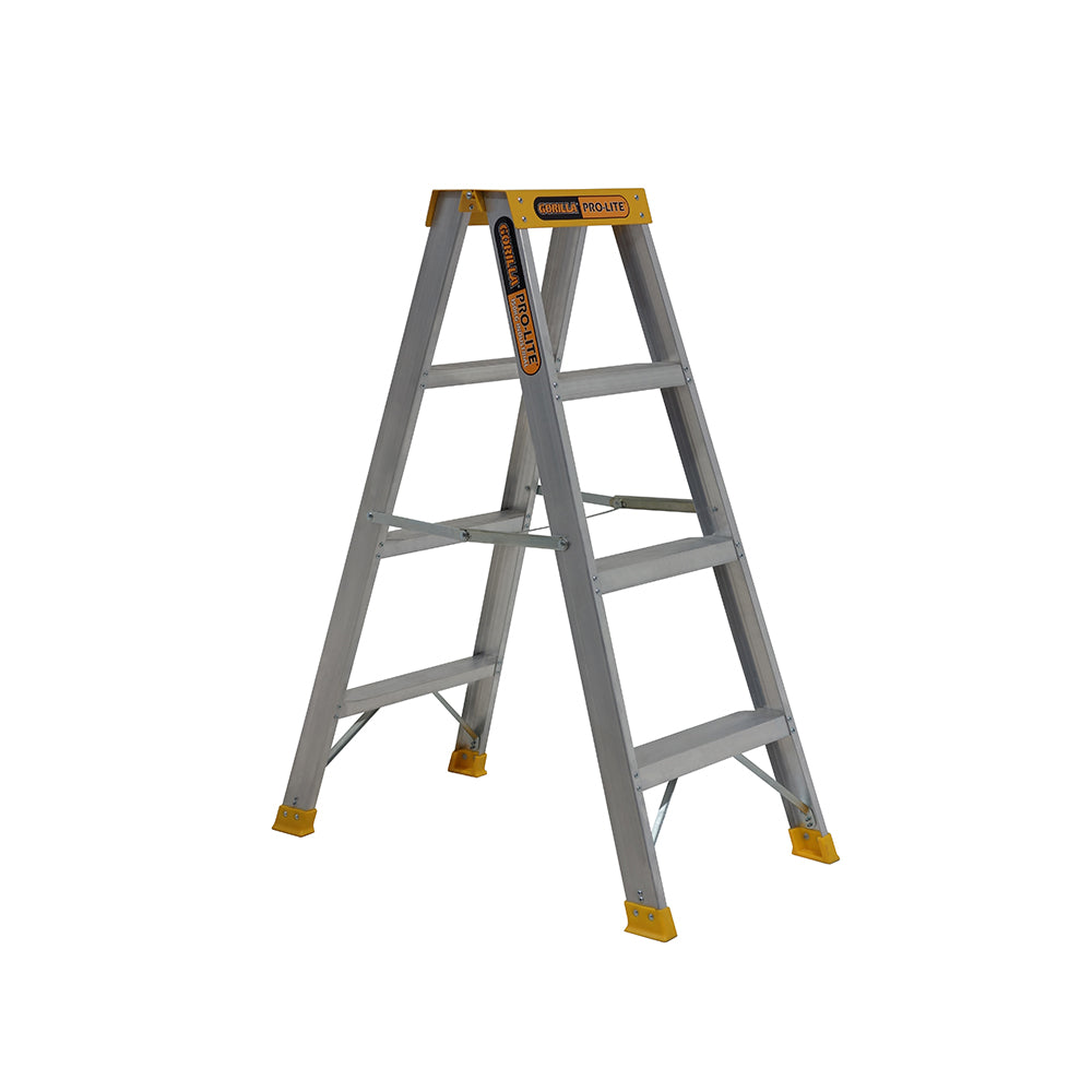 Gorilla SM004-PRO Pro-Lite 4 Step Double Sided Aluminium Ladder (1.15M) 150kg Industrial