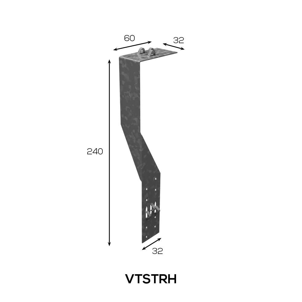 Vuetrade Single Sided Stud Ties - Right Hand - 240 X 60 X 32 VTSTRH
