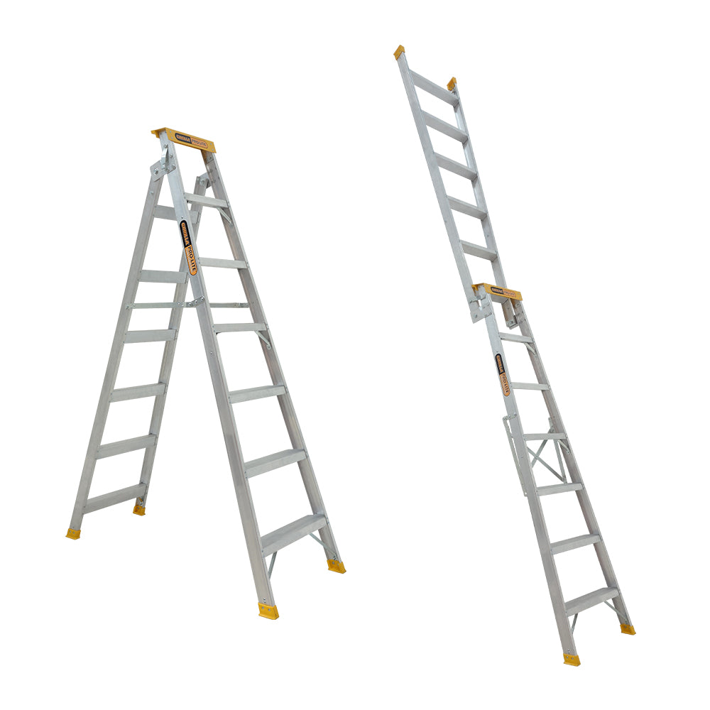 Gorilla DM007-PRO Pro-Lite 7 Step Dual Purpose Aluminium Ladder (2.05 - 3.74M) 150kg Industrial