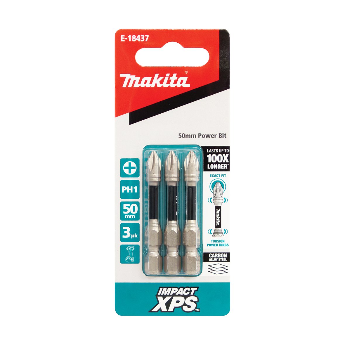 Makita Impact Xps PH1 X 50mm Power Bit - 3pk E-18437