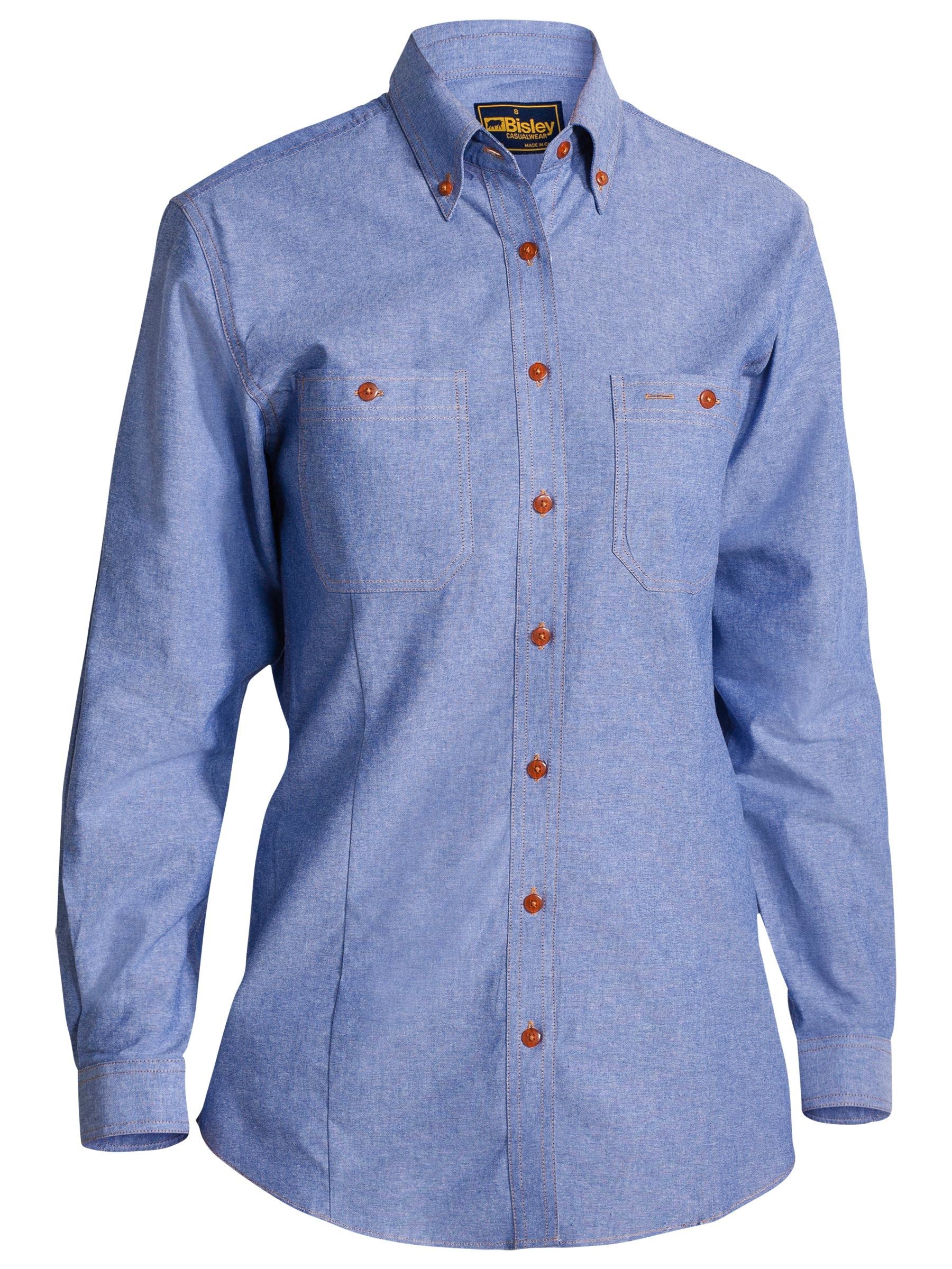 Bisley Workwear B76407L Women's Blue 12 Chambray Shirt