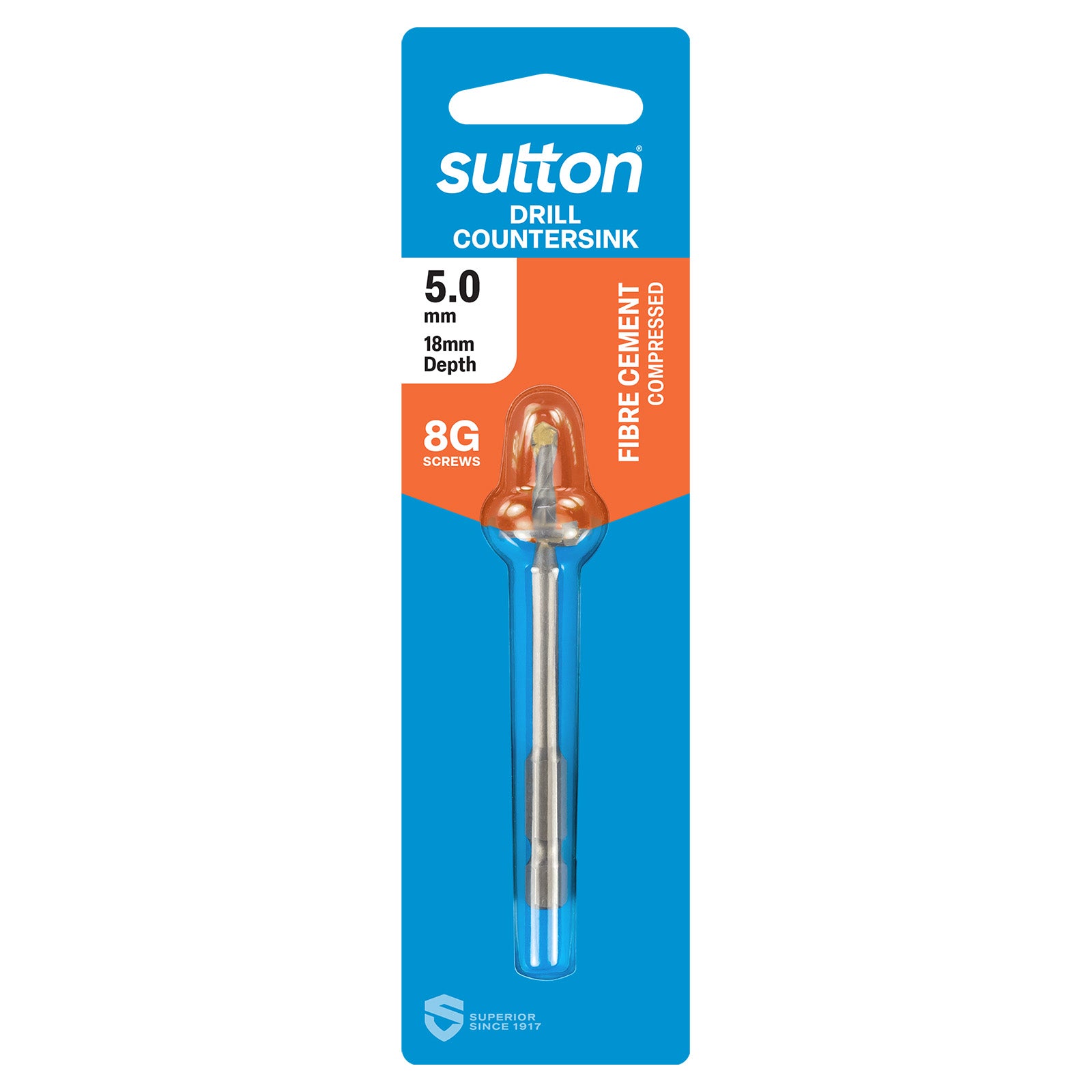 Sutton Tools Drill Tct Countersink Tct Hex-Sh Card 5.0Mm 18Mm Depth C120HB0500