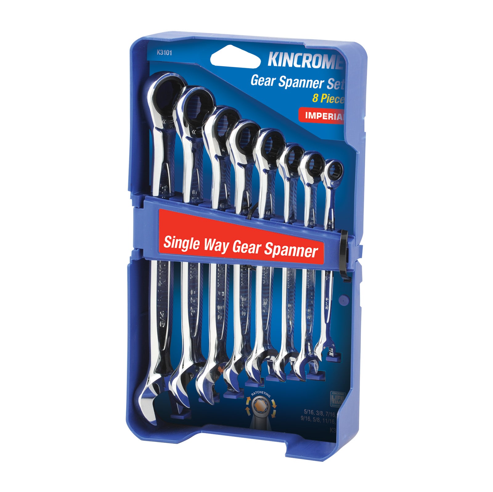 Kincrome 8Pce S/Way Gear Spanner-Imp K3101