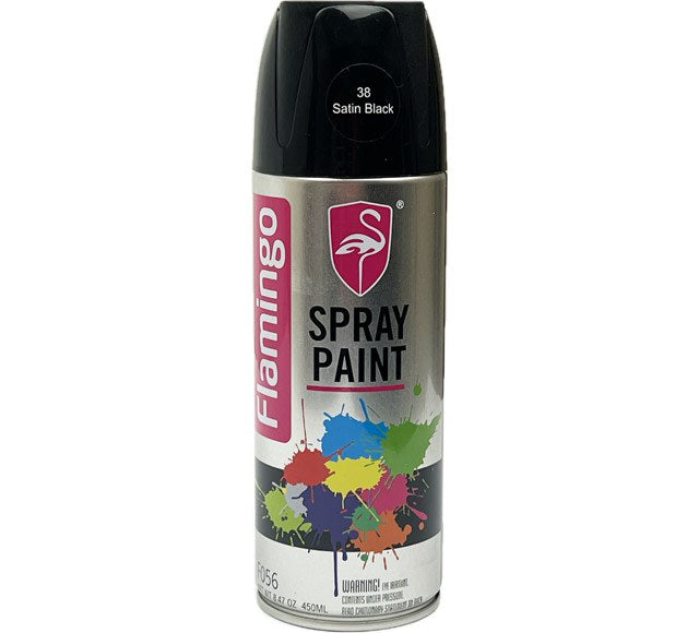 Flamingo Satin Black Spray Paint 450ml F056-38