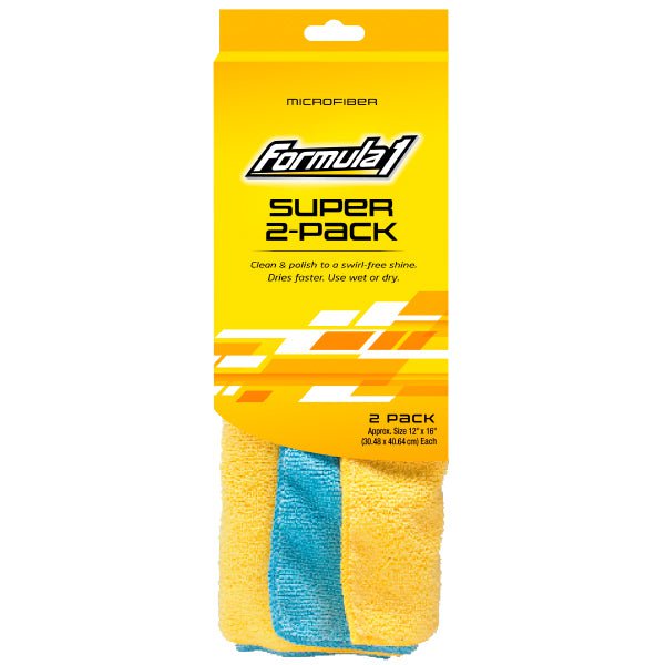F1 Super 2-Pack Microfibre Clean/Polish Towels - 2Pk