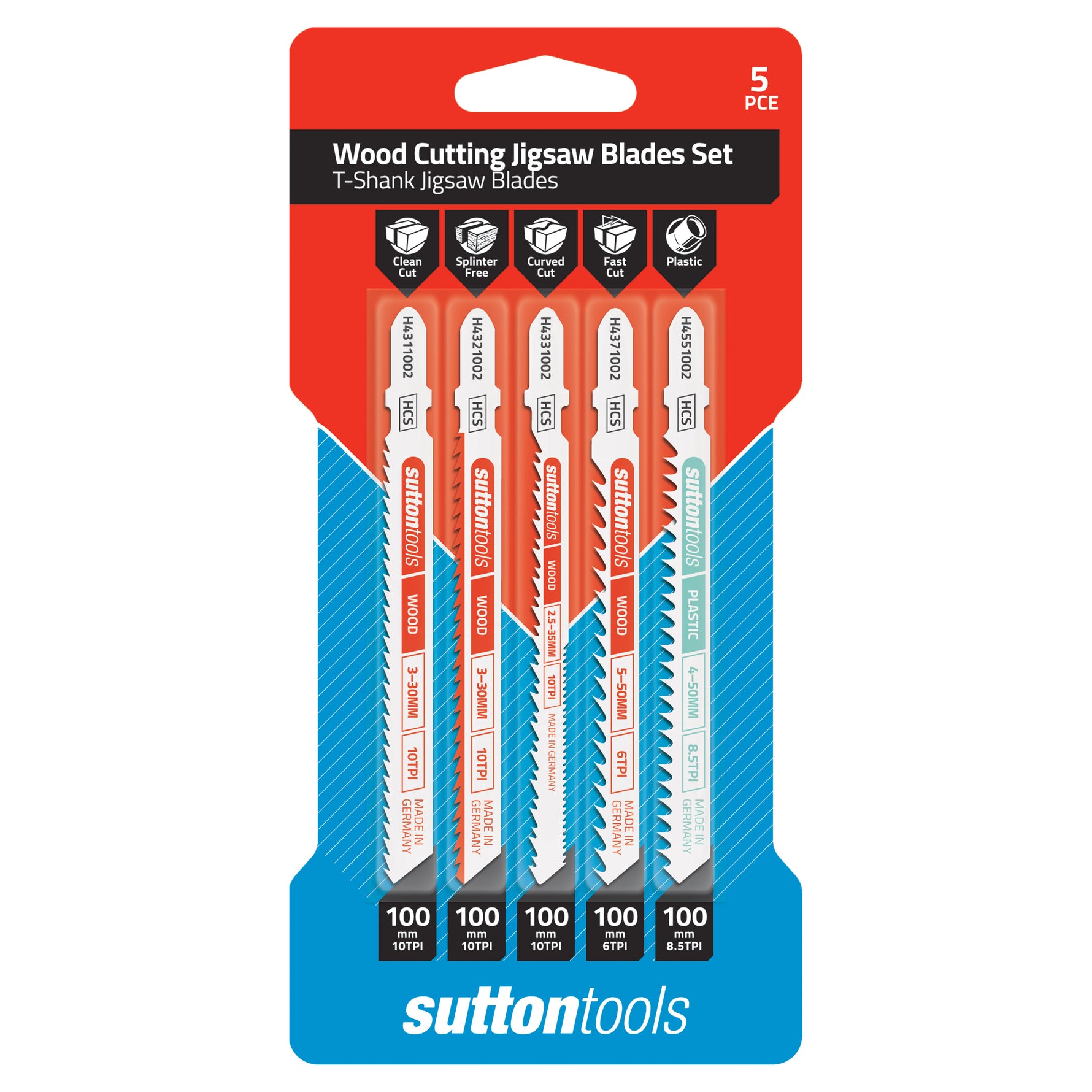 Sutton Tools Blade Jigsaw T-Shk Wood Set 5Pc H4910005