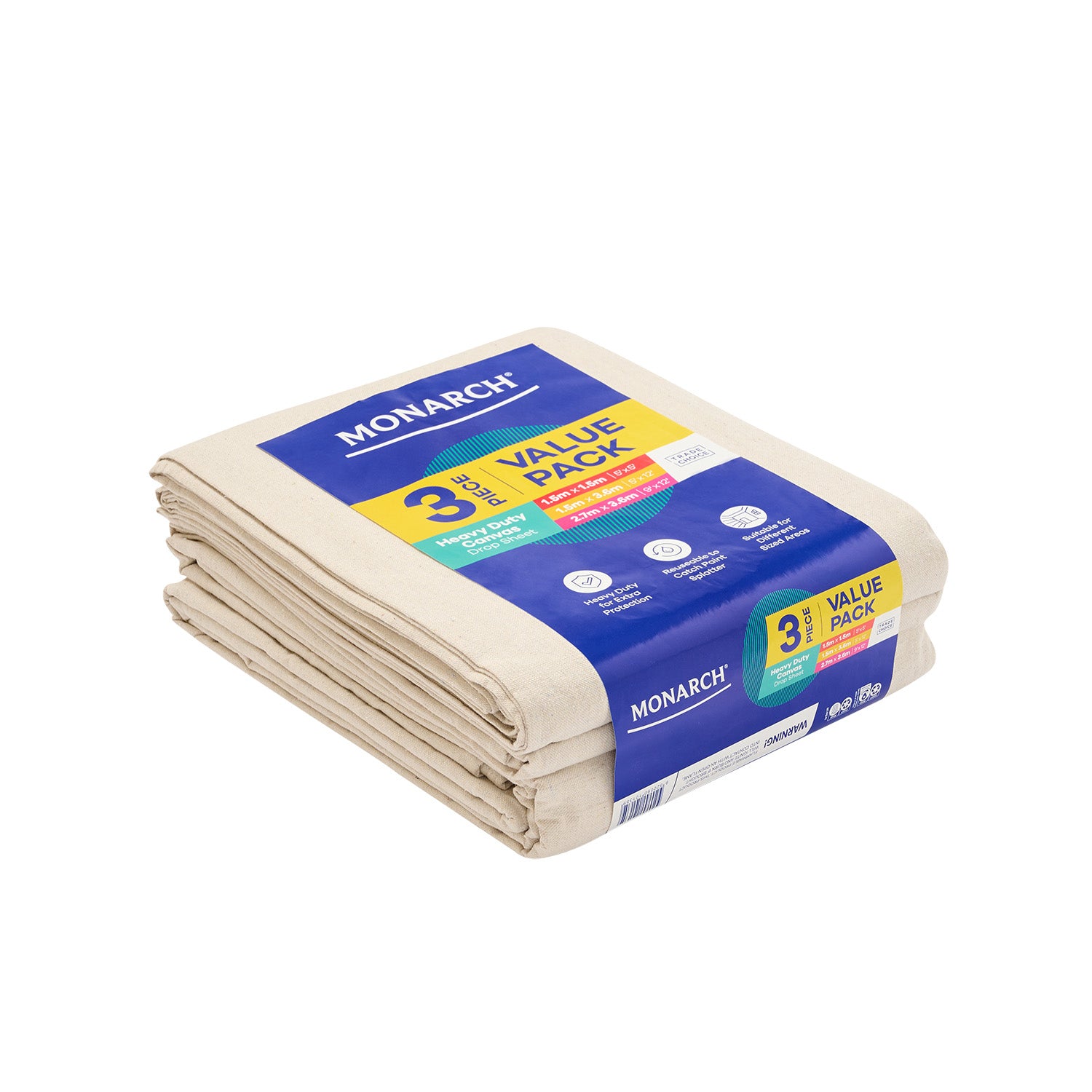 Monarch 3Pk Monarch Canvas Drop Sheet 8oz 9'x12'/5'x12'/5'x5'