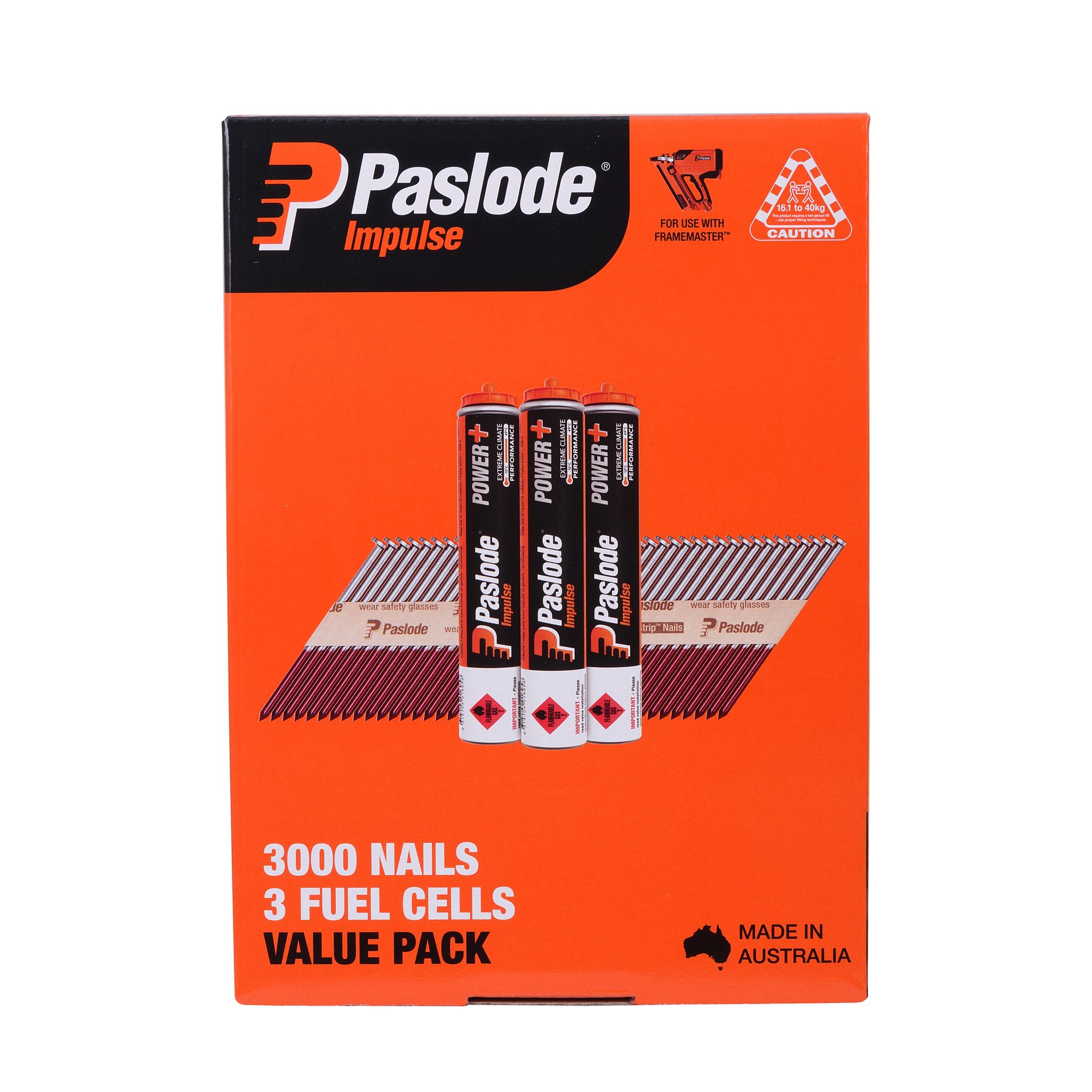 Paslode 90 x 3.15mm Bright Impulse D Head Nail With Fuel - 3000 Pack B20550V