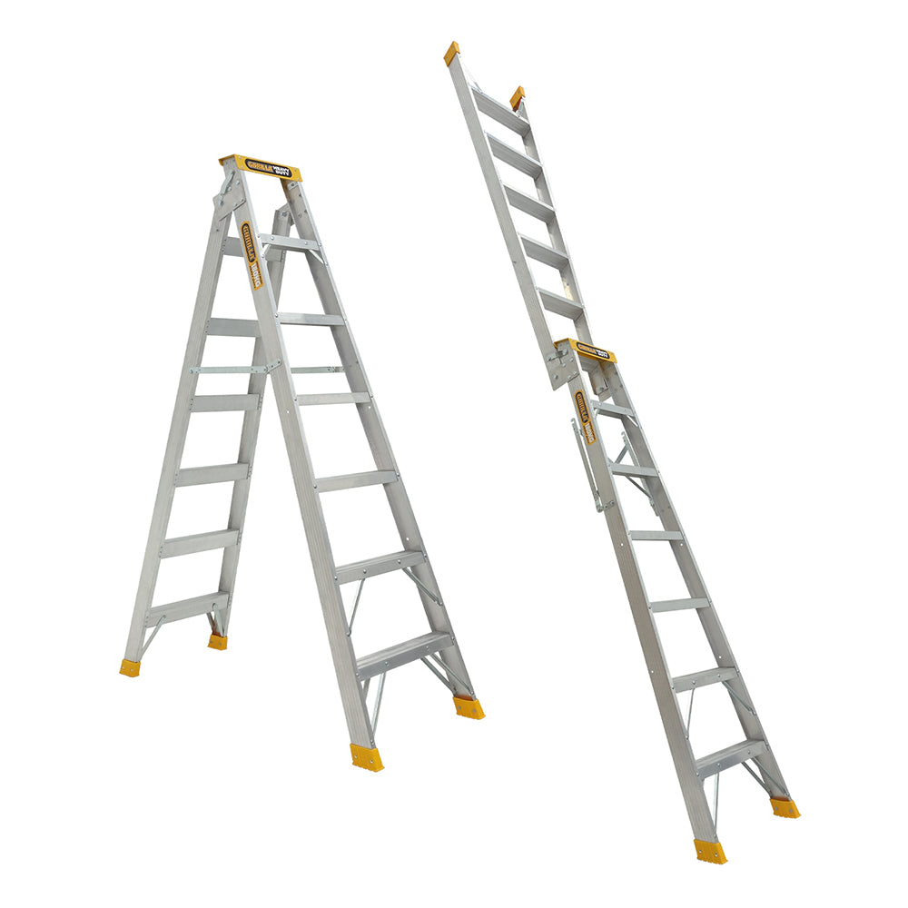 Gorilla DM007-HD Heavy Duty Dual Purpose Aluminium Ladder 2.1-3.9M (7-13ft) 180kg Industrial