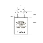 Lockwood 334B 45mm Brass Body Padlock Latching 19mm Boron Steel 8.7mm Diameter Shackle NDP 334B45/119/NDP