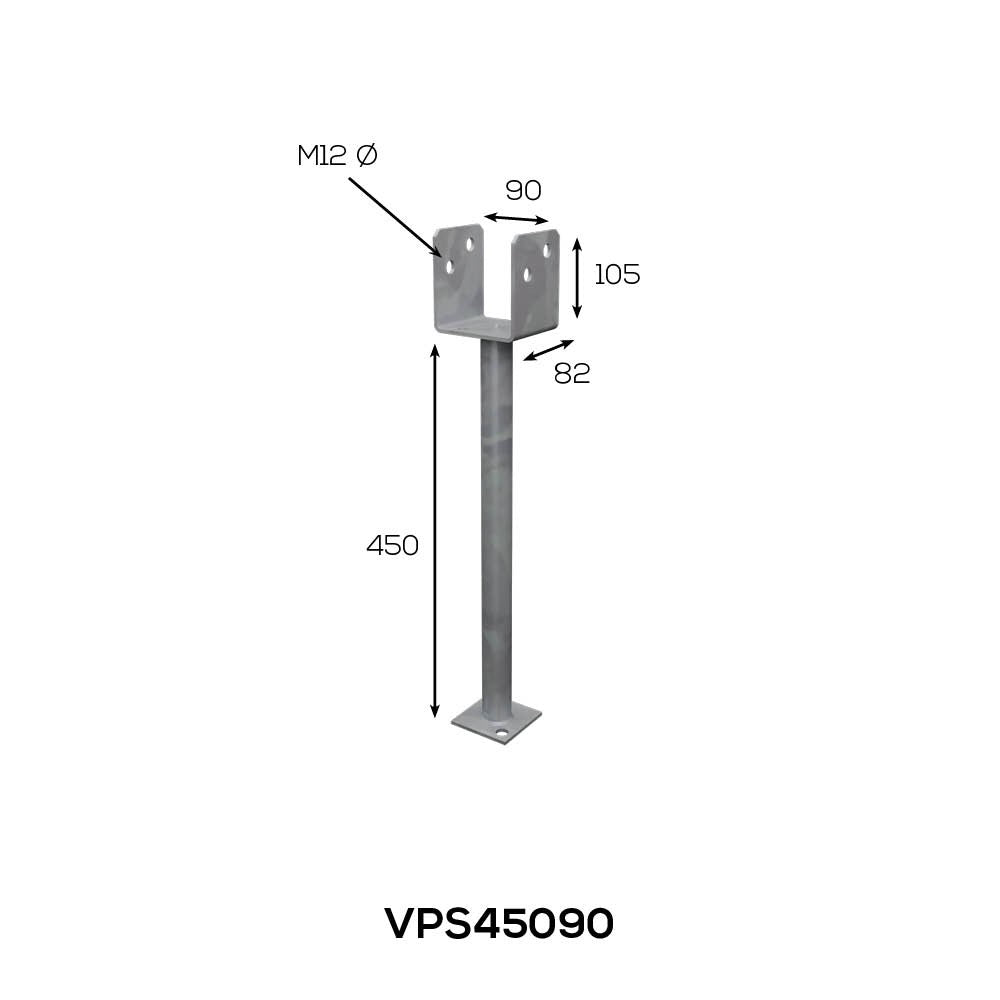Vuetrade Post Support - 450mm X 90mm Full Stirrup VPS45090
