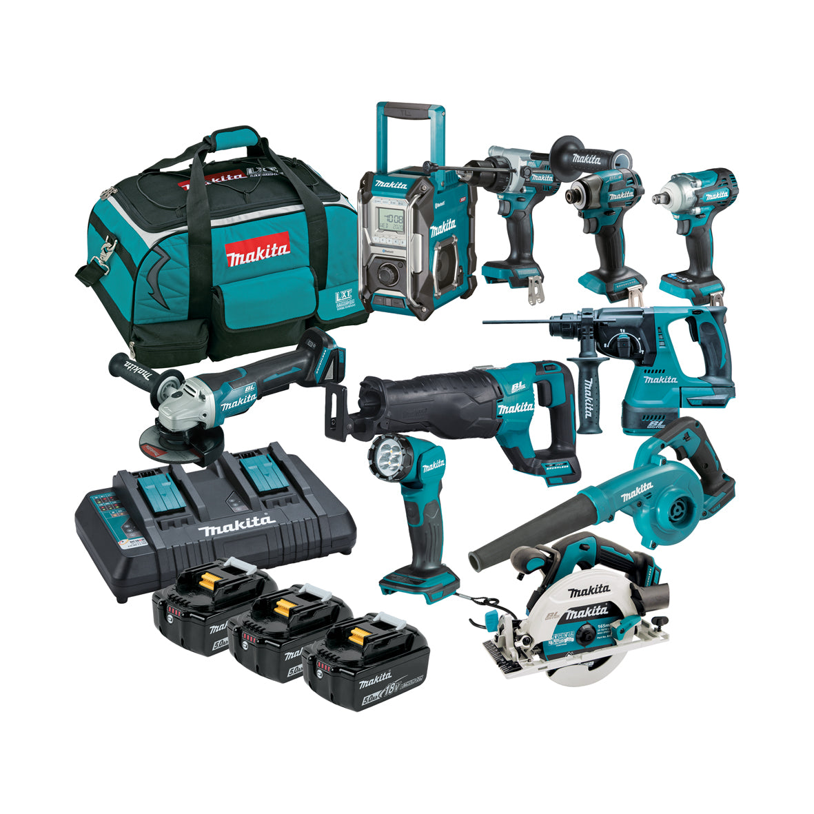 Makita 18V Brushless 10 Piece 3 x 5.0Ah Combo Kit DLX1059TX1