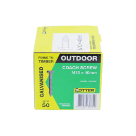 Airco Coach Screw Galvanised M10X75MM Box of 50 CSMG10752