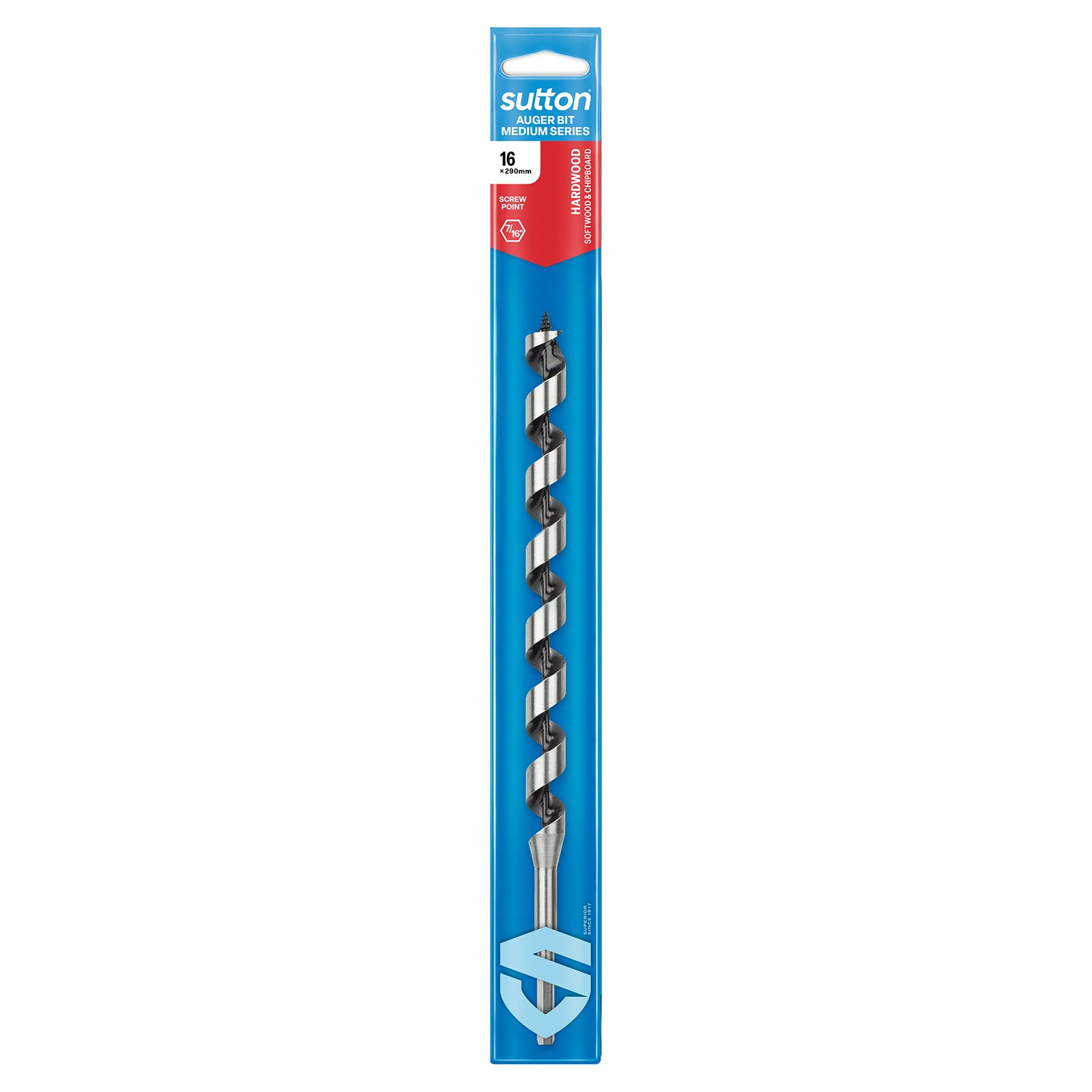 Sutton Tools Drill Auger Bit Medium Series 7/16-Hex 16Mm X 290Mm D5111600