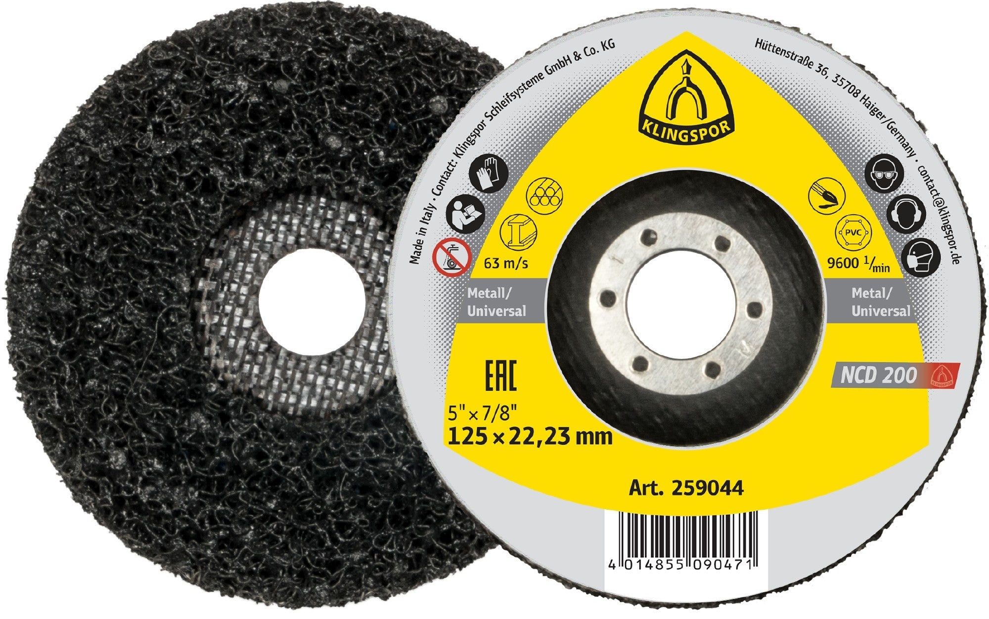 Klingspor 259044 125mm NCD200 Clean & Strip disc to suit angle grinder