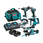 Makita 18V Brushless 6 Piece 2 x 5.0Ah Combo Kit DLX6136TX1