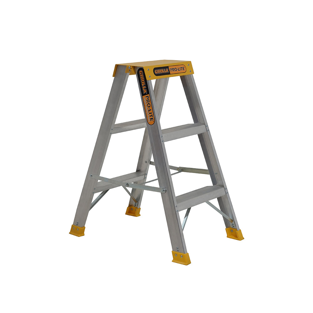 Gorilla SM003-PRO Pro-Lite 3 Step Double Sided Aluminium Ladder (0.85M) 150kg Industrial