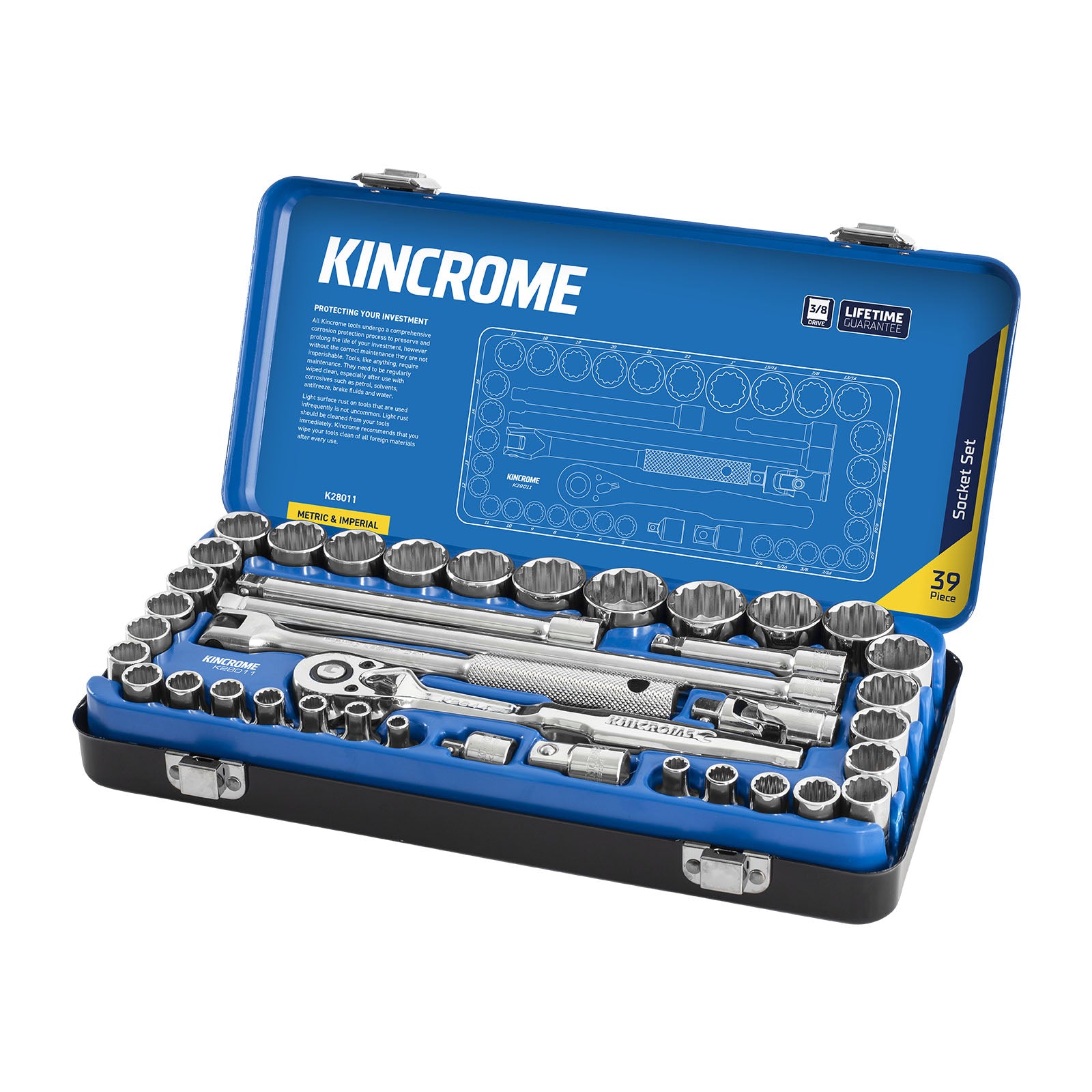 Kincrome Skt Set 39P 3/8Dr Met/Imp K28011