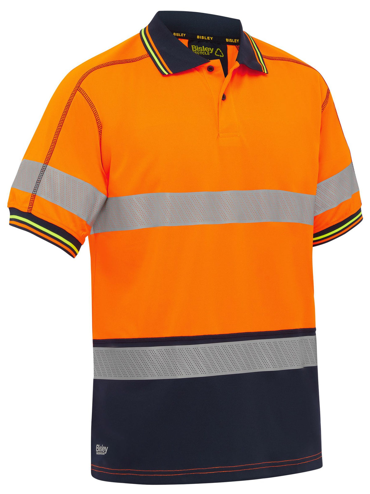 Bisley Workwear BK1219T Men's Orange/Navy 6XL Taped Hi Vis Polyester Mesh Polo BK1219T_TT056XL