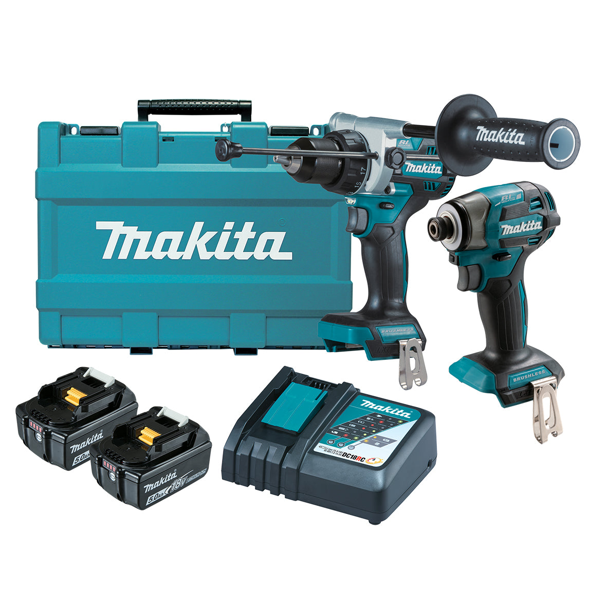 Makita 18V Brushless 2 Piece 2 X 5.0ah Combo Kit DLX2516T