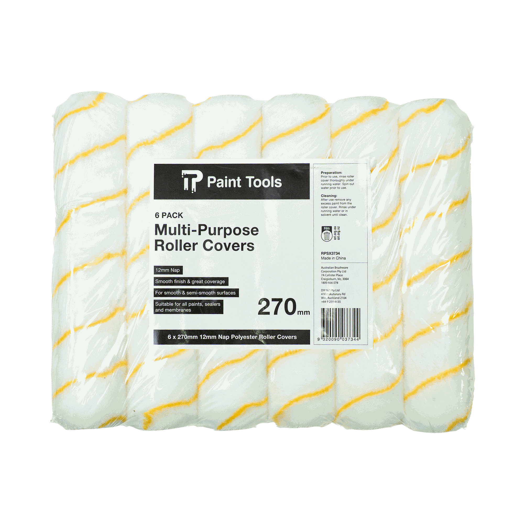 Monarch Paint Tools Roller Covers Value Polyester 270/12mm Pk6