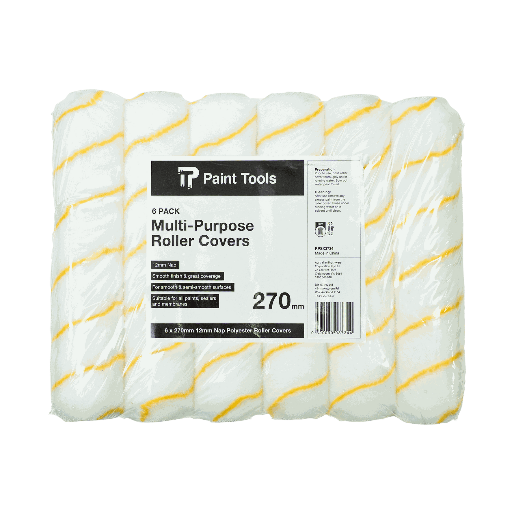 Monarch Paint Tools Roller Covers Value Polyester 270/12mm Pk6