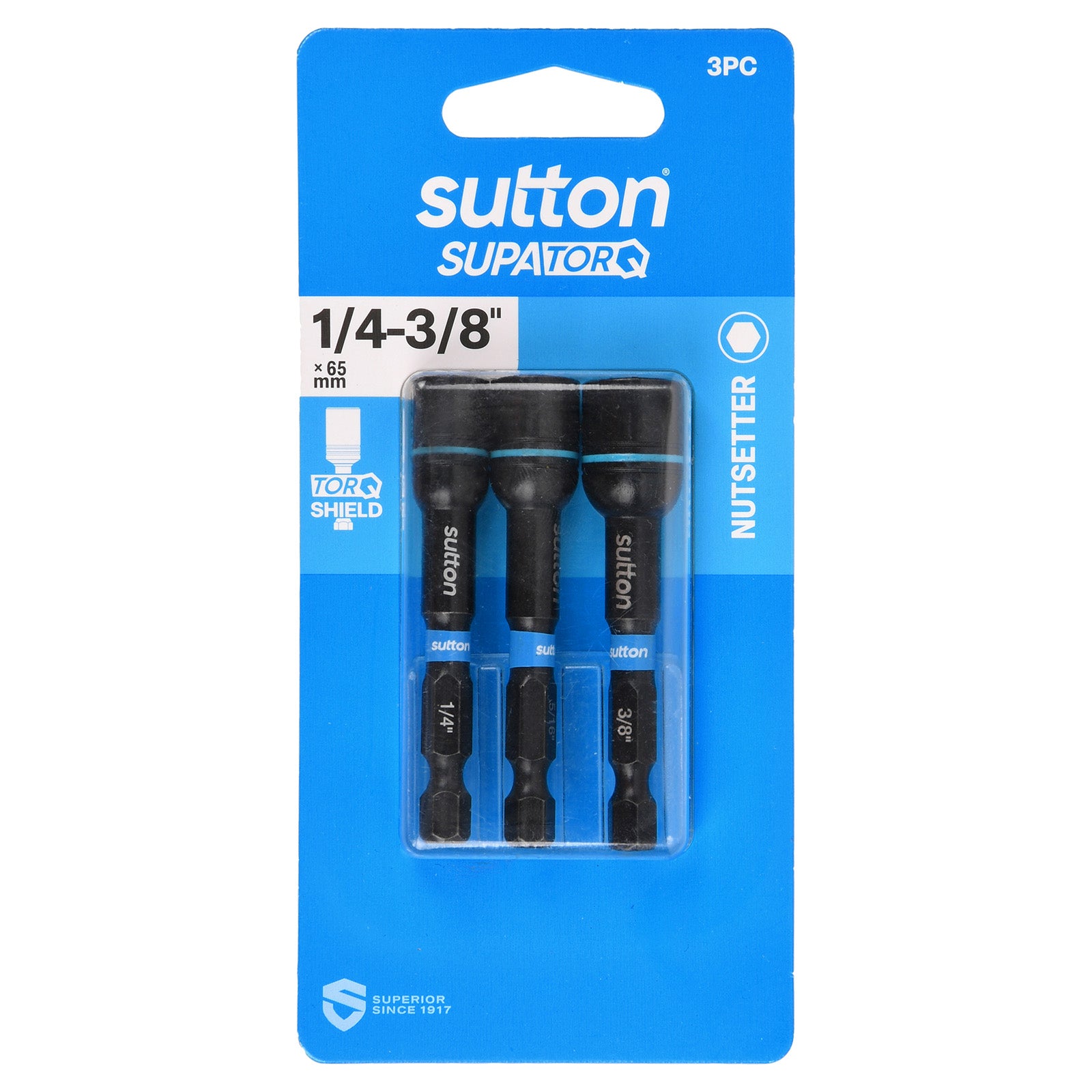 Sutton Tools Nutsetter Bit Supatorq Magnetic Set 1/4-3/8In 65Mm 3Pc S230S03CX