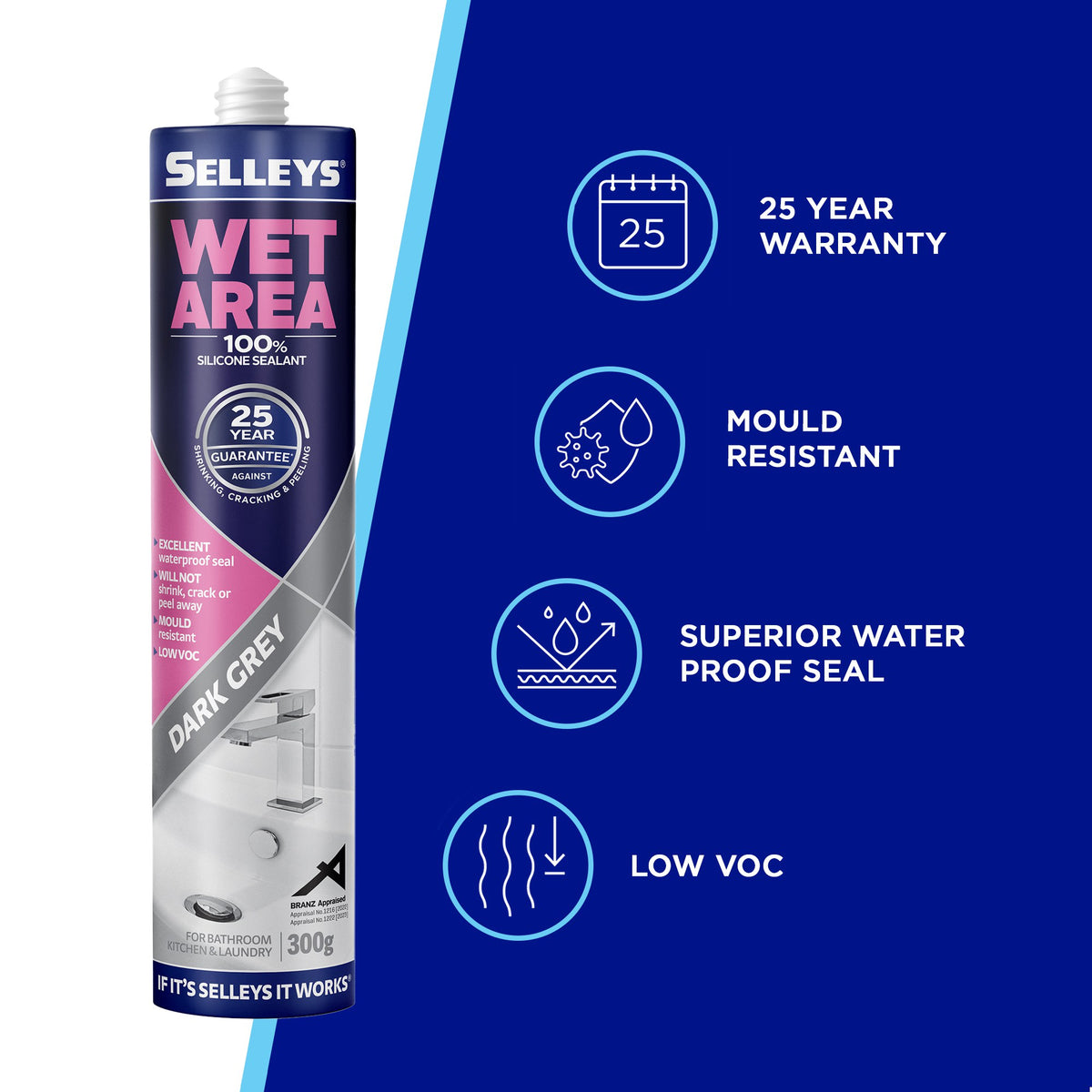 Selleys Wet Area Dark Grey 300G 100238