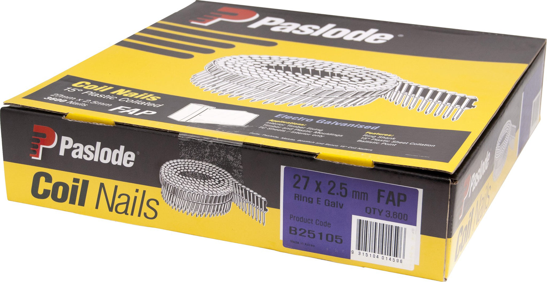 Paslode 27mm Collated Plastic Sheet Nails 3600 Pack B25105