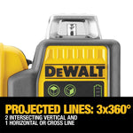 DEWALT 12V 3 x 360-Degree Multi-Line Laser Level Green Kit DCE089D1G-XE