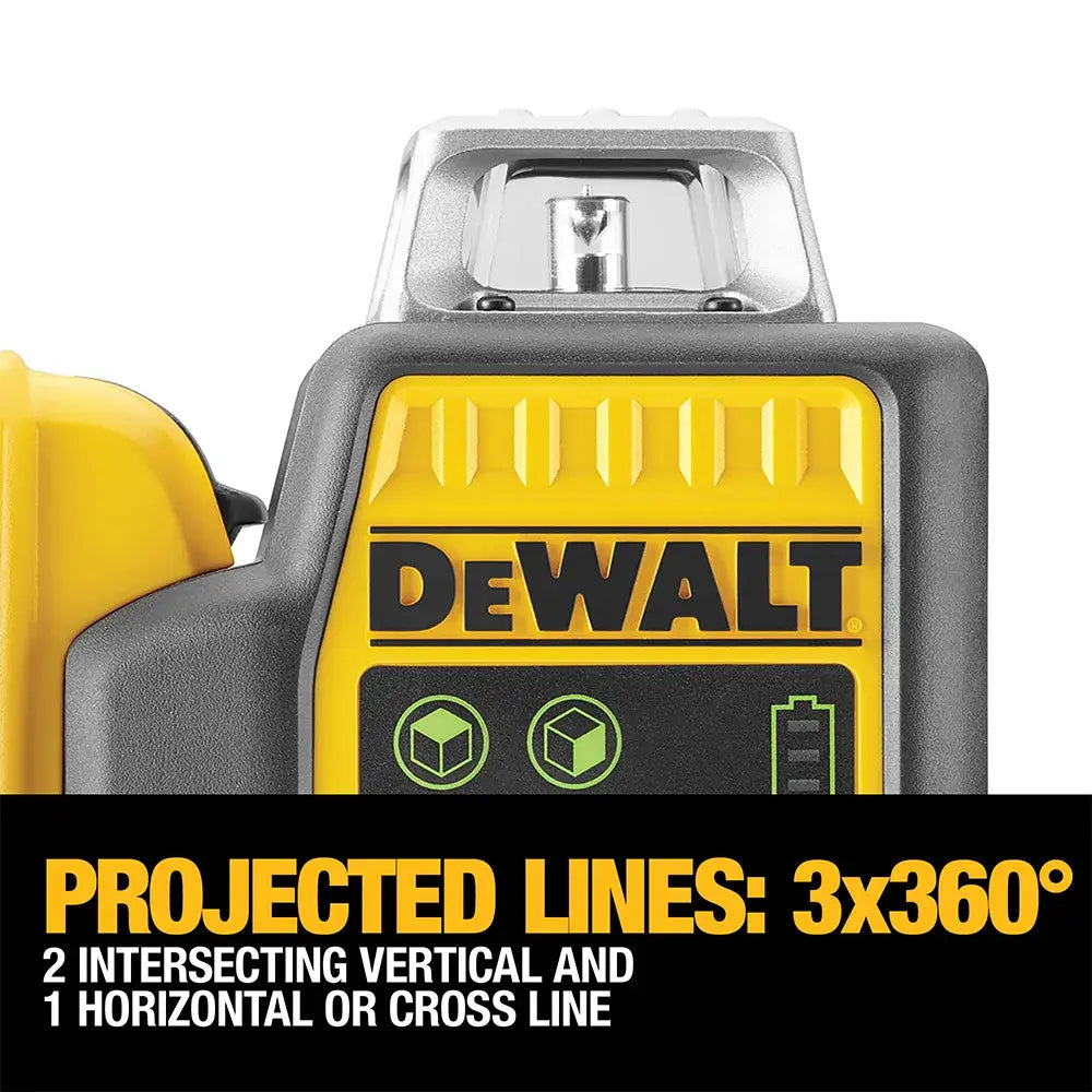 DEWALT 12V 3 x 360-Degree Multi-Line Laser Level Green Kit DCE089D1G-XE