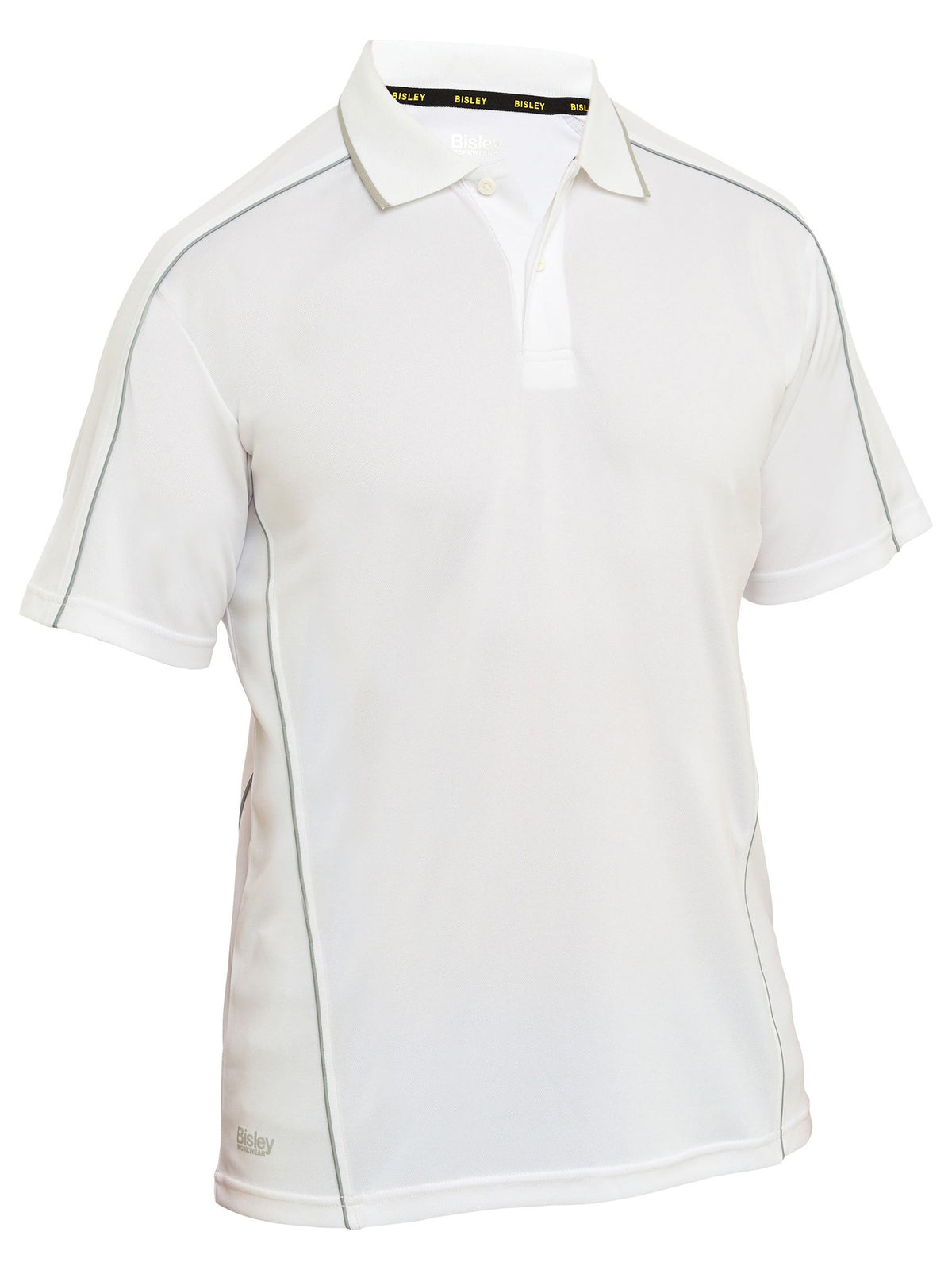 Bisley Workwear BK1425 Men's White 2XL Cool Mesh Polo With Reflective Piping BK1425_BWHT2XL