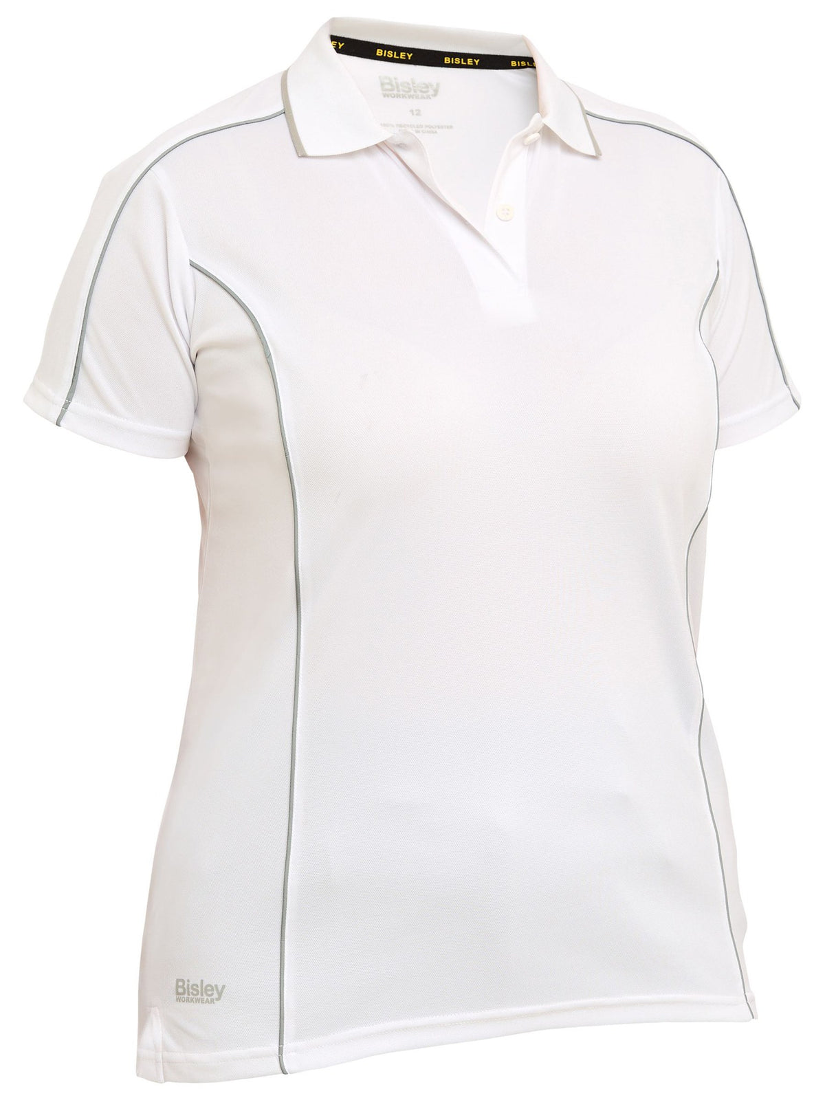 Bisley Workwear BKL1425 Women's White 8 Cool Mesh Polo With Reflective Piping BKL1425_BWHT8