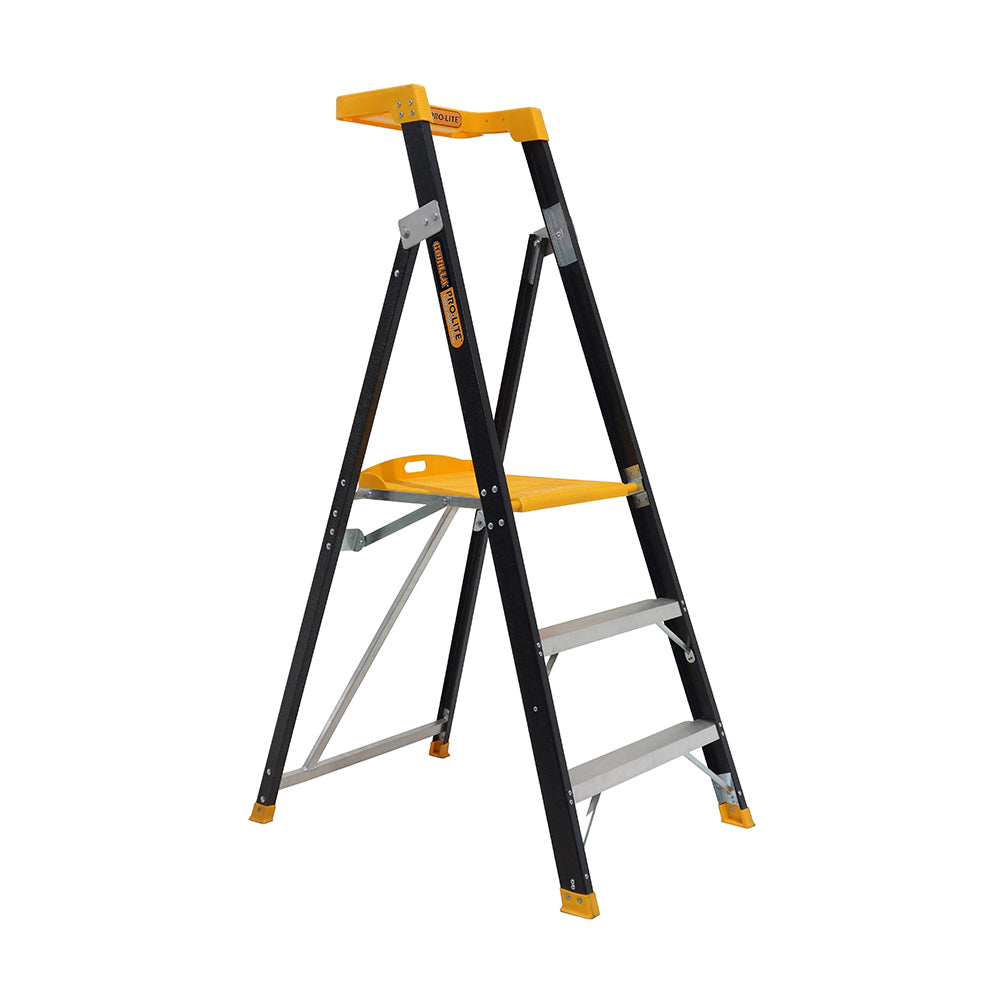 Gorilla FPL003-PRO Pro-Lite 3 Step Fibreglass Platform Ladder (0.85M) 150kg Industrial