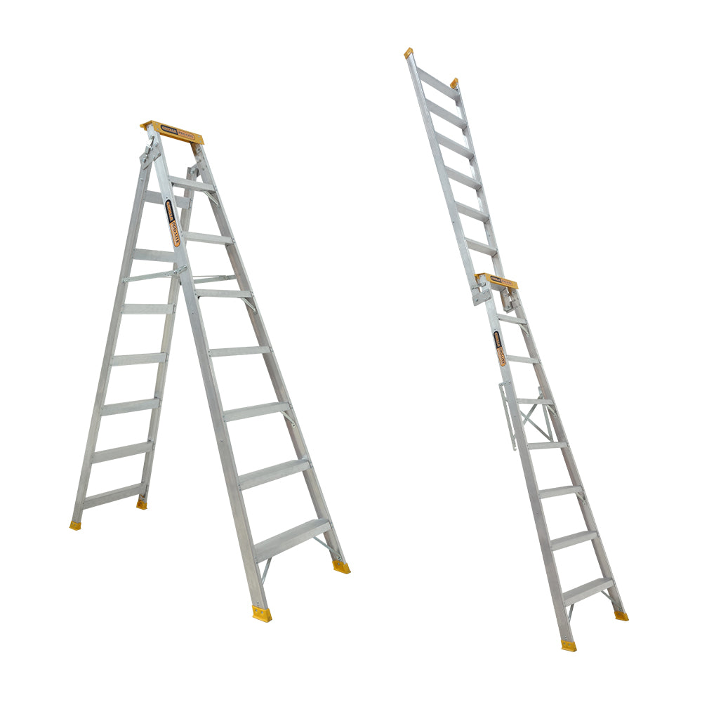 Gorilla DM008-PRO Pro-Lite 8 Step Dual Purpose Aluminium Ladder (2.35 - 4.5M) 150kg Industrial