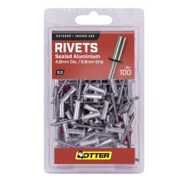 Airco Open Aluminium Rivets 4.0x4.8MM Pack of 100 RVOA40483