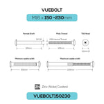 Vuetrade Vuebolt Concealed Thread Bolts - M16 x 150-230mm VUEBOLT150230