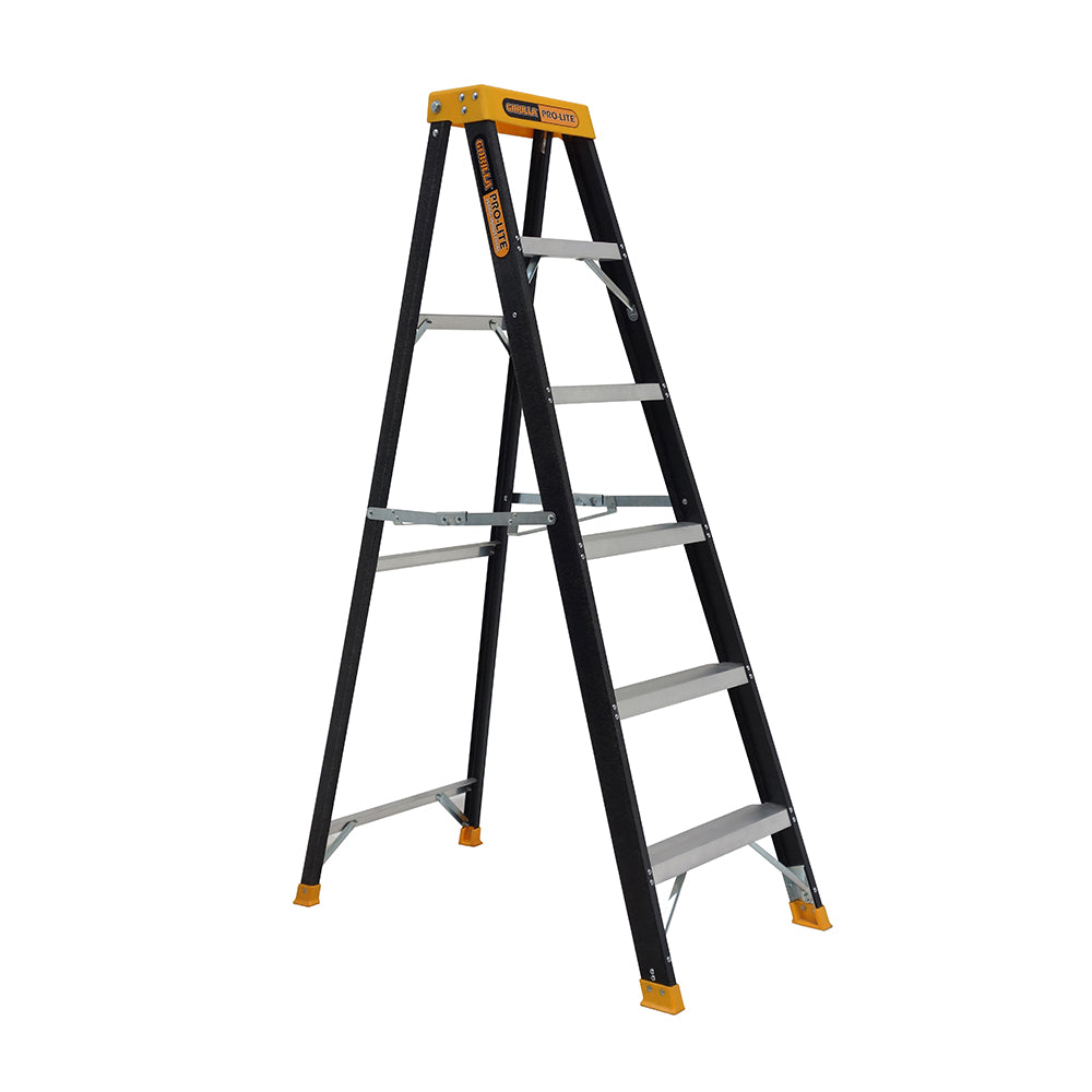 Gorilla FM006-PRO Pro-Lite 6 Step Fibreglass Single Sided A-Frame Ladder (1.74M) 150kg Industrial