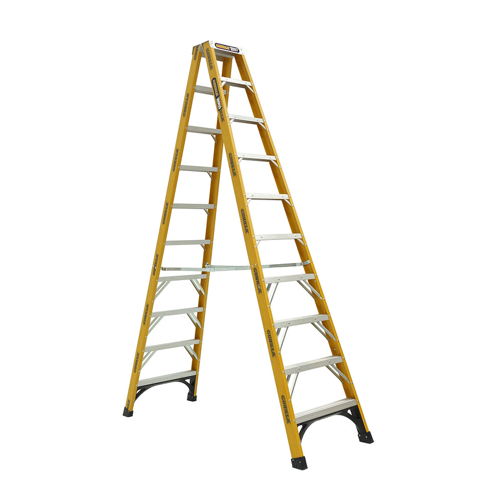 Gorilla FSM010-HD Heavy Duty Double Sided Fibreglass Ladder 3.0M (10ft) 180kg Industrial