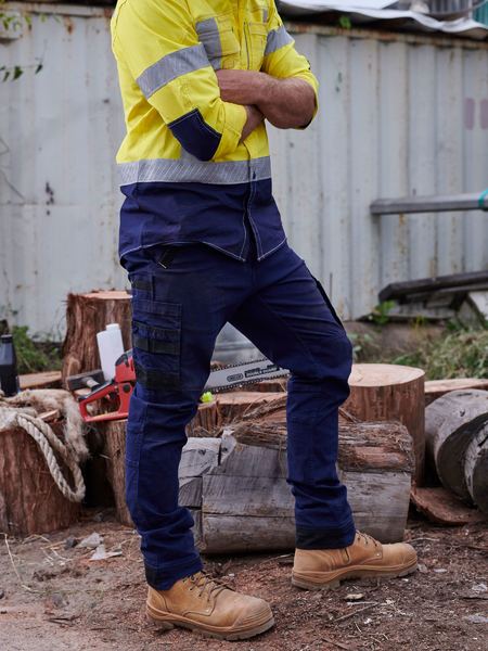 Bisley Workwear BPC6334 Men's Navy 87 Flx And Move™ Stretch Cargo Cuffed Pants BPC6334_BPCTS87