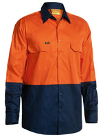 Bisley Workwear BS6895 Men's Orange/Navy L Hi Vis Cool Lightweight Drill Shirt