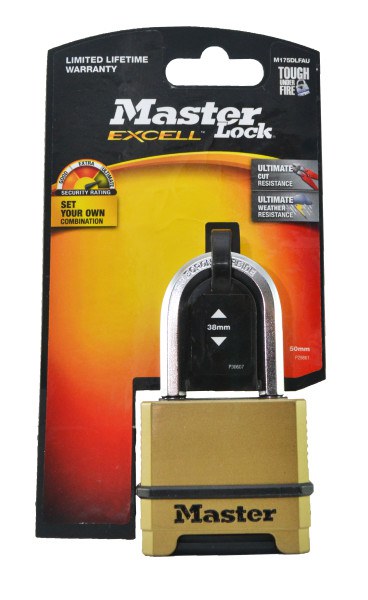 Master Lock Padlock Excell Reset Combo 38MM M175DLFAU