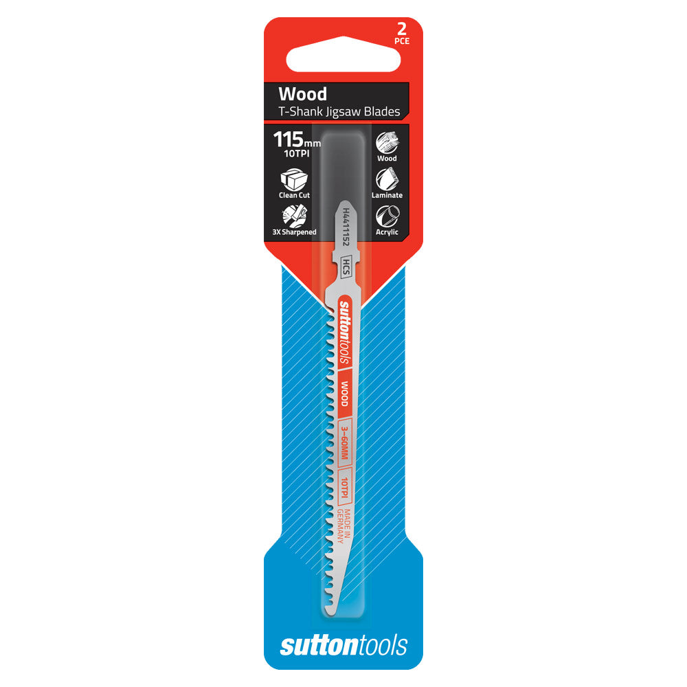 Sutton Tools Blade Jigsaw T-Shk Hcs Wood X/F 3-60Mm 115Mm 10Tpi 2Pk H4411152